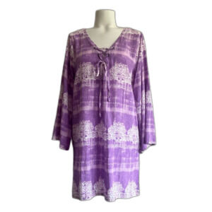 Margaritaville Batik Lace Rayon Purple Swim Cover Up Tunic L Large